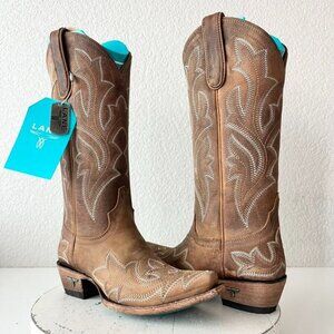NEW Lane SARATOGA Womens Cowboy Boots 6 Brown Western Cowgirl Mid Calf Tall
